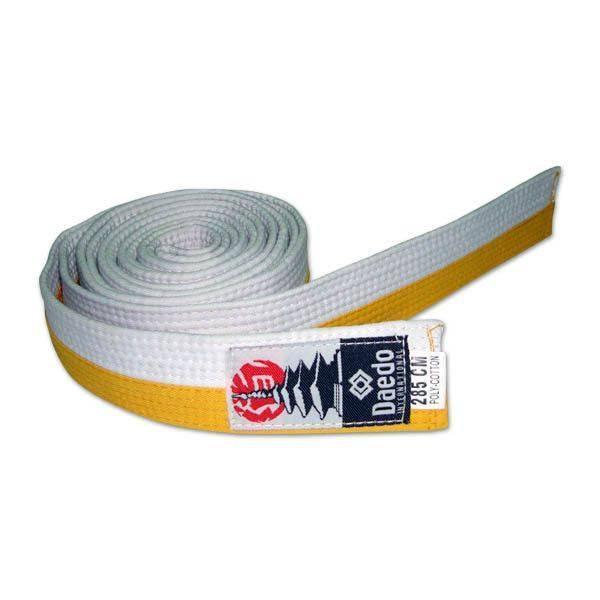 Cinturón infantil Taekwondo Daedo blanco-amarillo 240 cm CL1502 - Top Artes Marciales